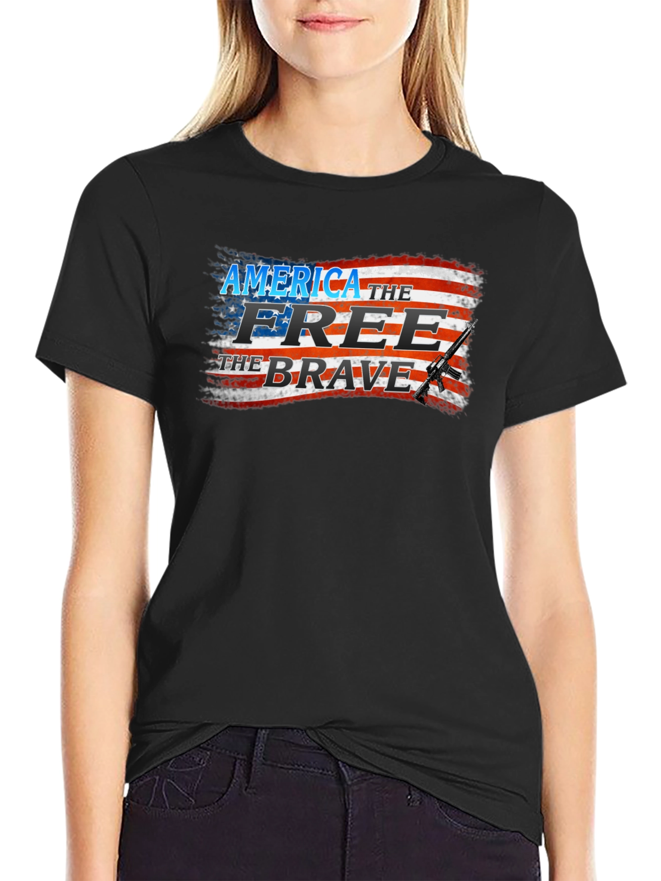 America the Free Patriotic Graphic T-Shirt