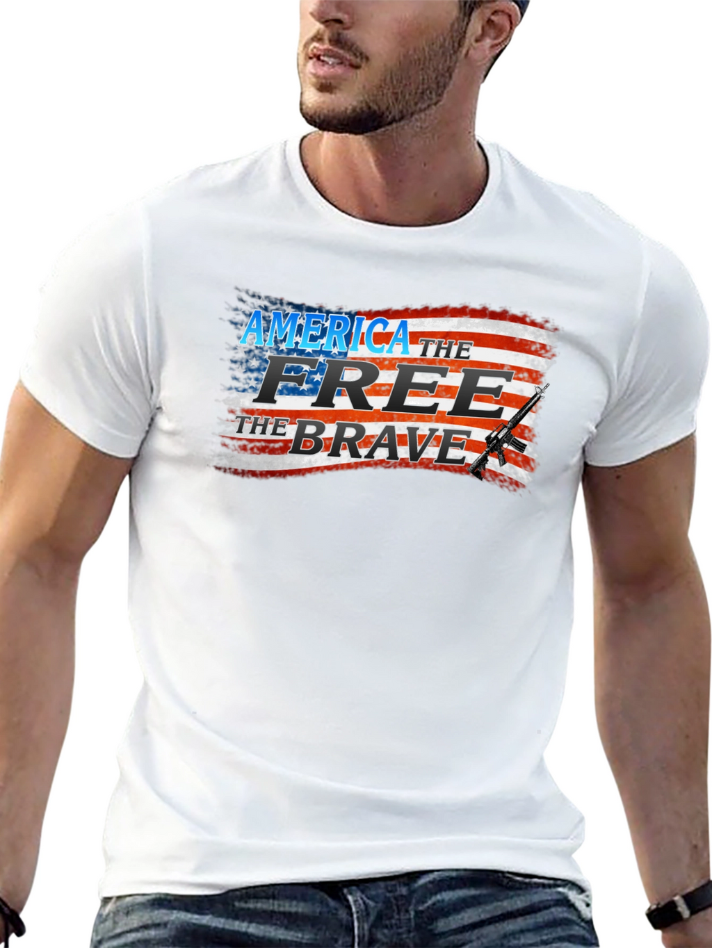 America the Free Patriotic Graphic T-Shirt