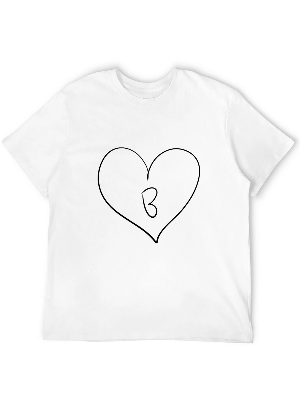 Heart Initial B Black T-Shirt