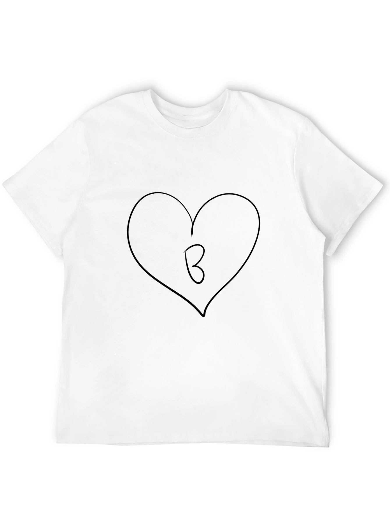 Heart Initial B Black T-Shirt