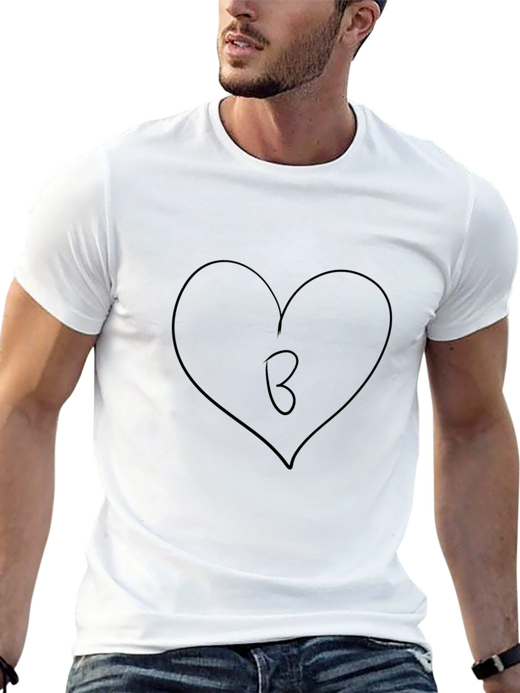 Heart Initial B Black T-Shirt