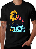Skull Phonograph Graphic Tee - Retro Music Style