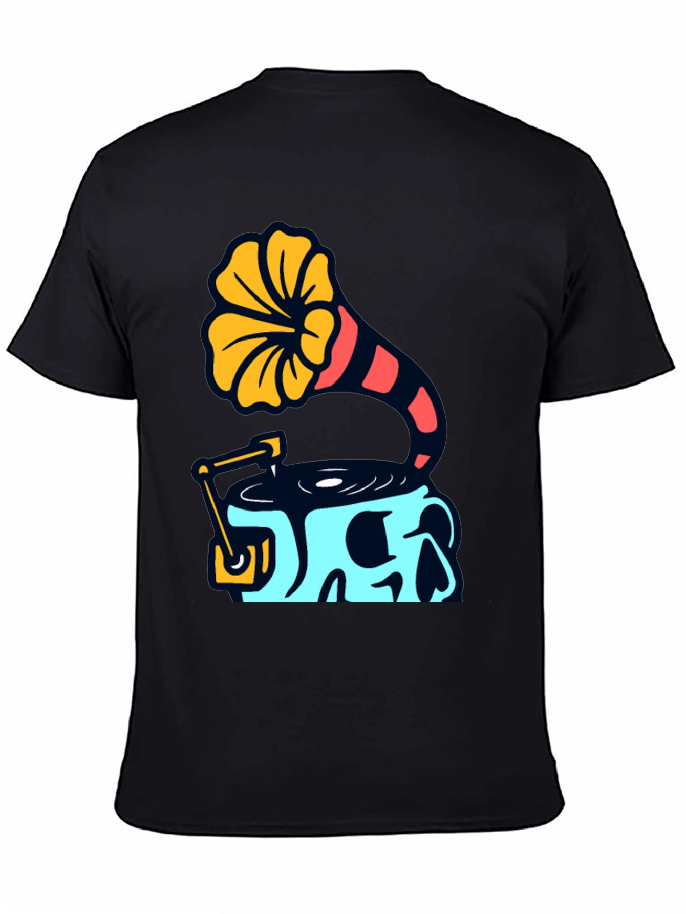 Skull Phonograph Graphic Tee - Retro Music Style