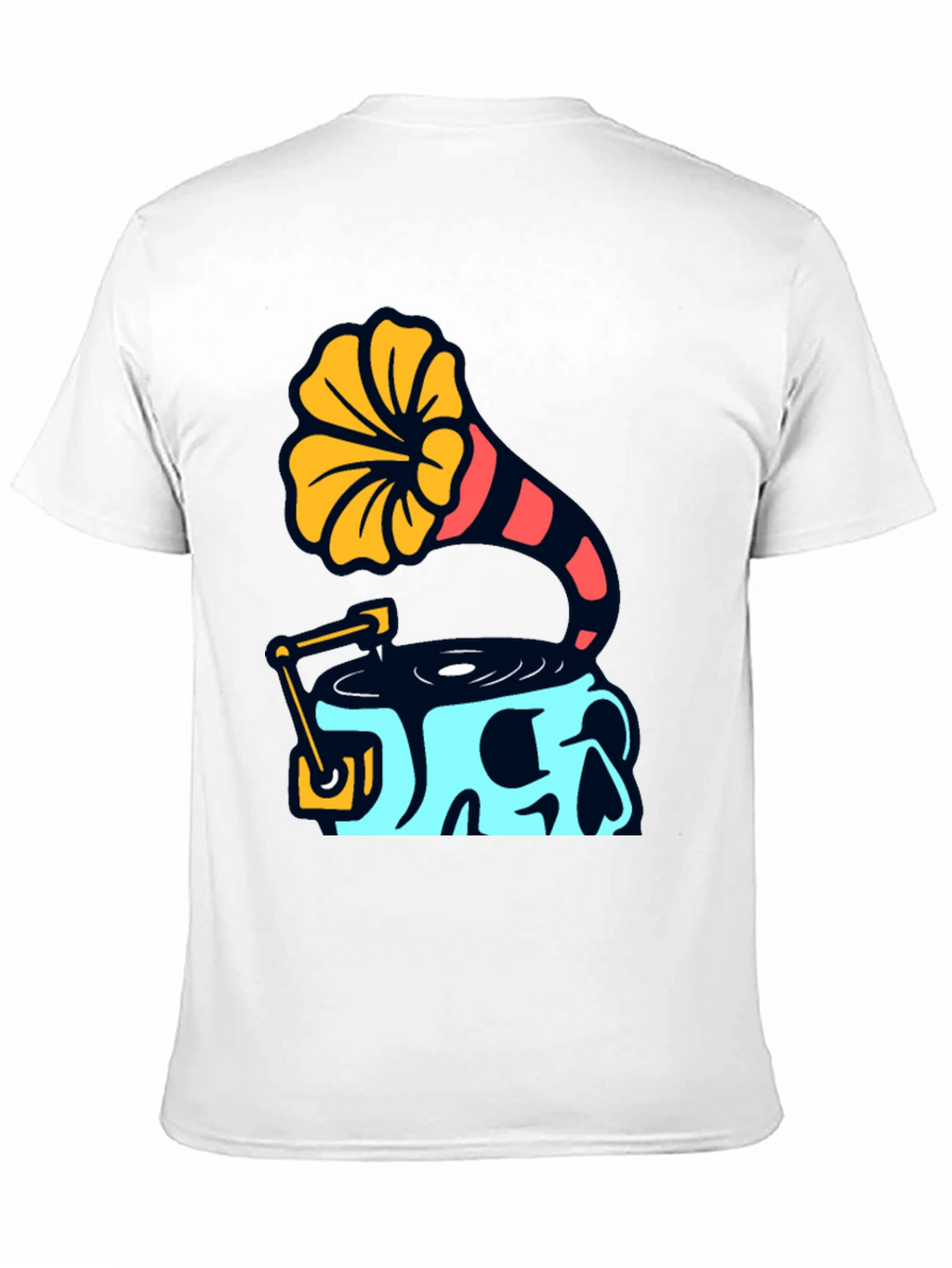 Skull Phonograph Graphic Tee - Retro Music Style