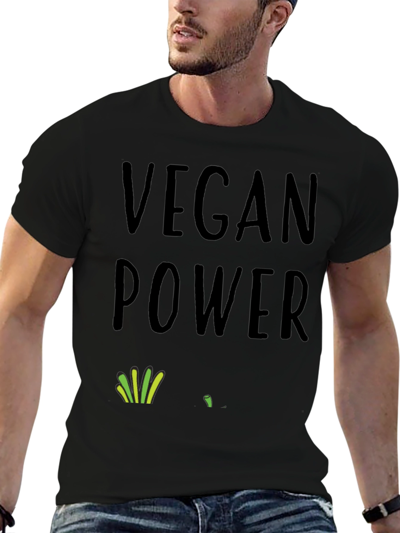 Vegan Power T-Shirt - Black Organic Cotton Tee