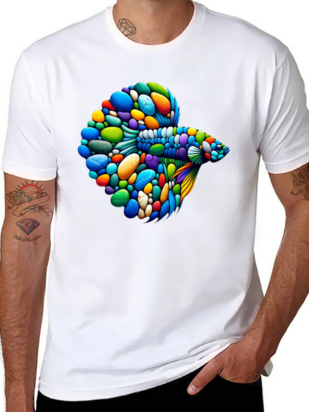 Vibrant Betta Fish Graphic Black T-Shirt