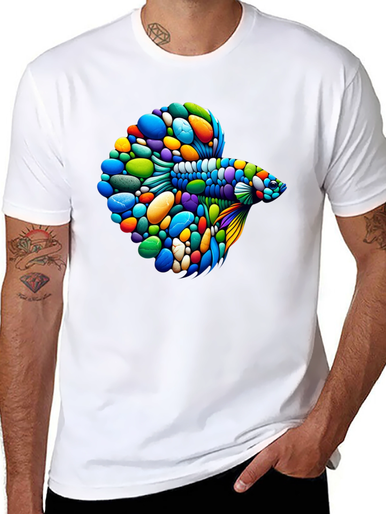Vibrant Betta Fish Graphic Black T-Shirt