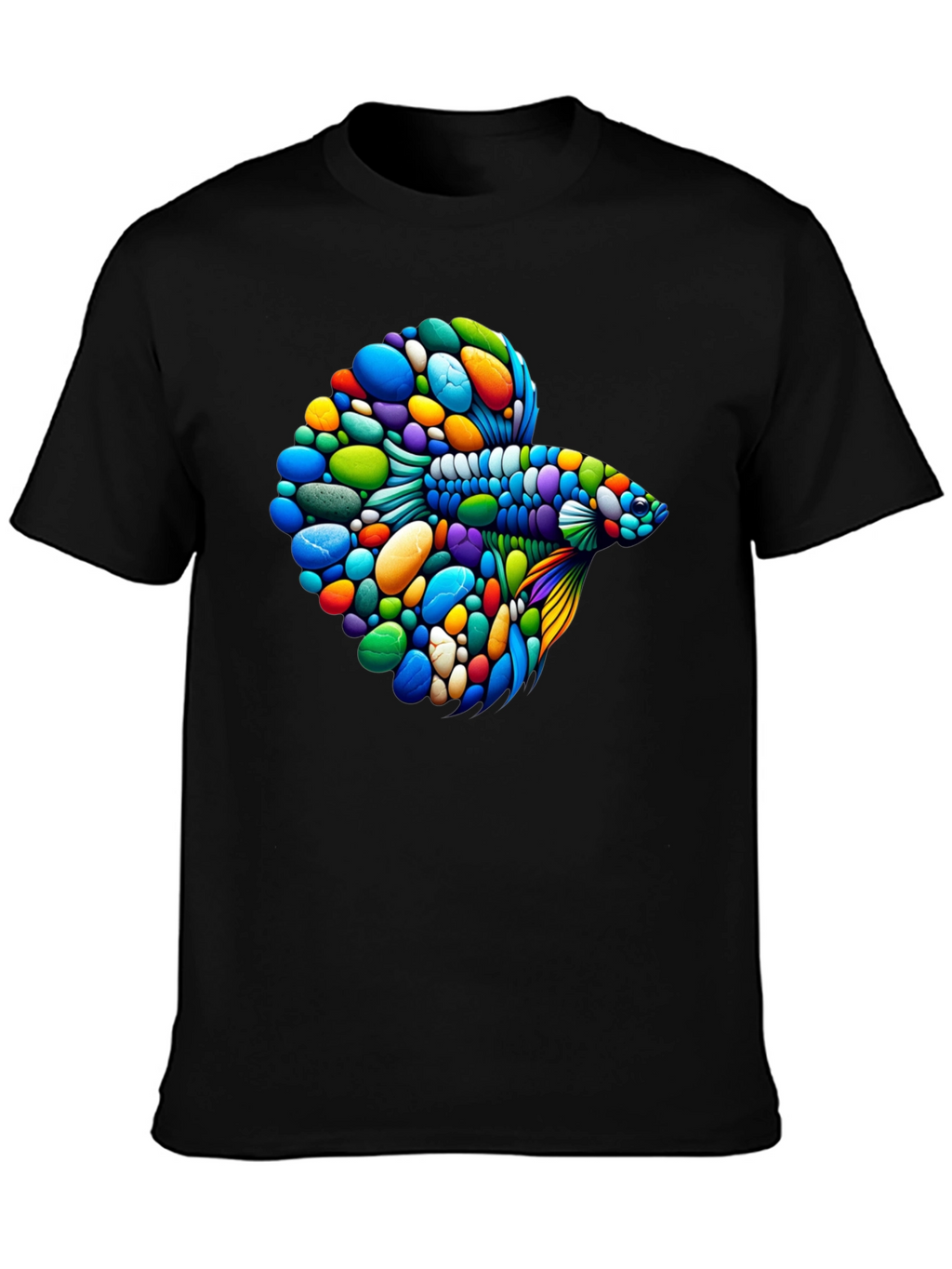 Vibrant Betta Fish Graphic Black T-Shirt
