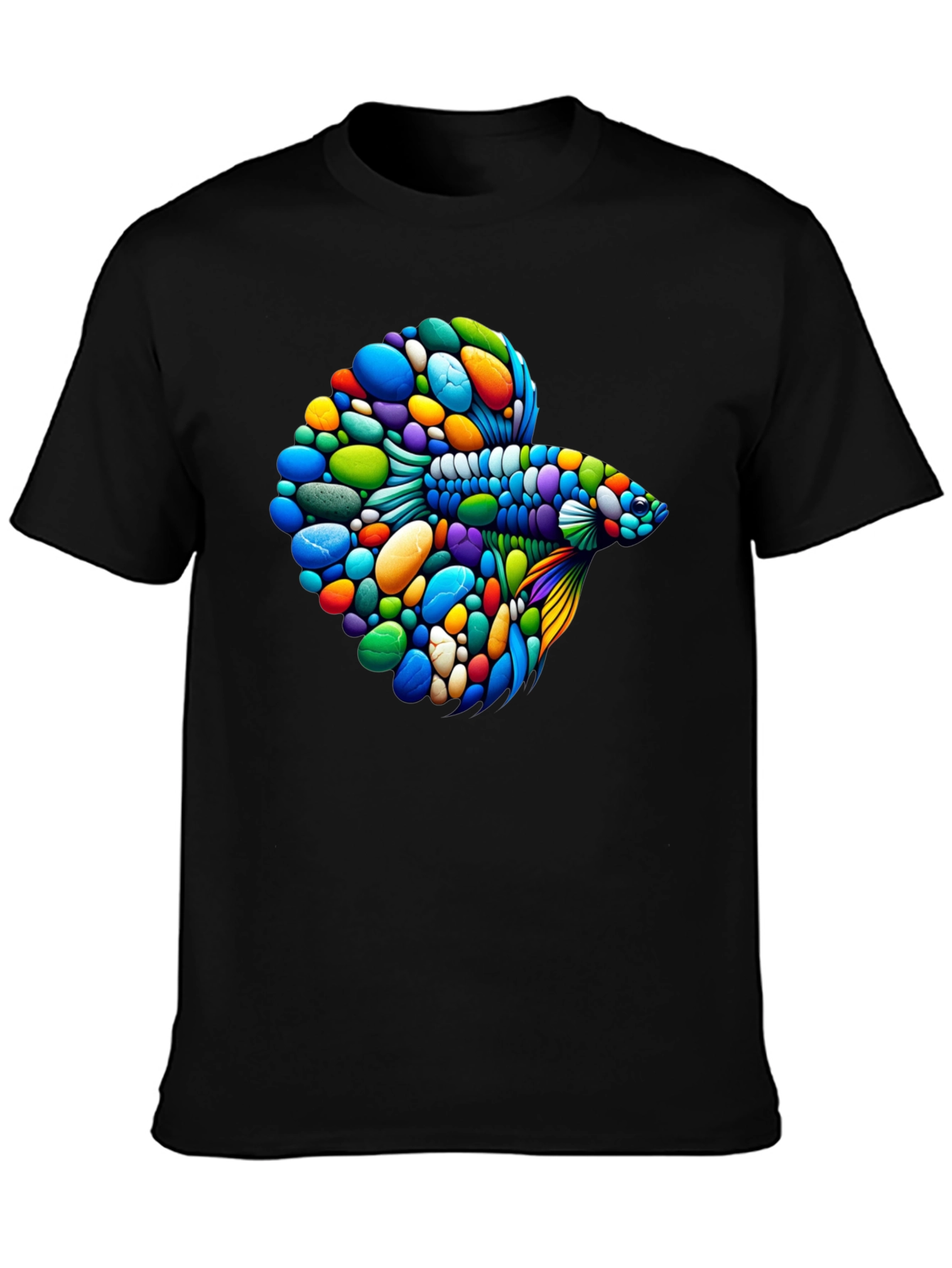 Vibrant Betta Fish Graphic Black T-Shirt