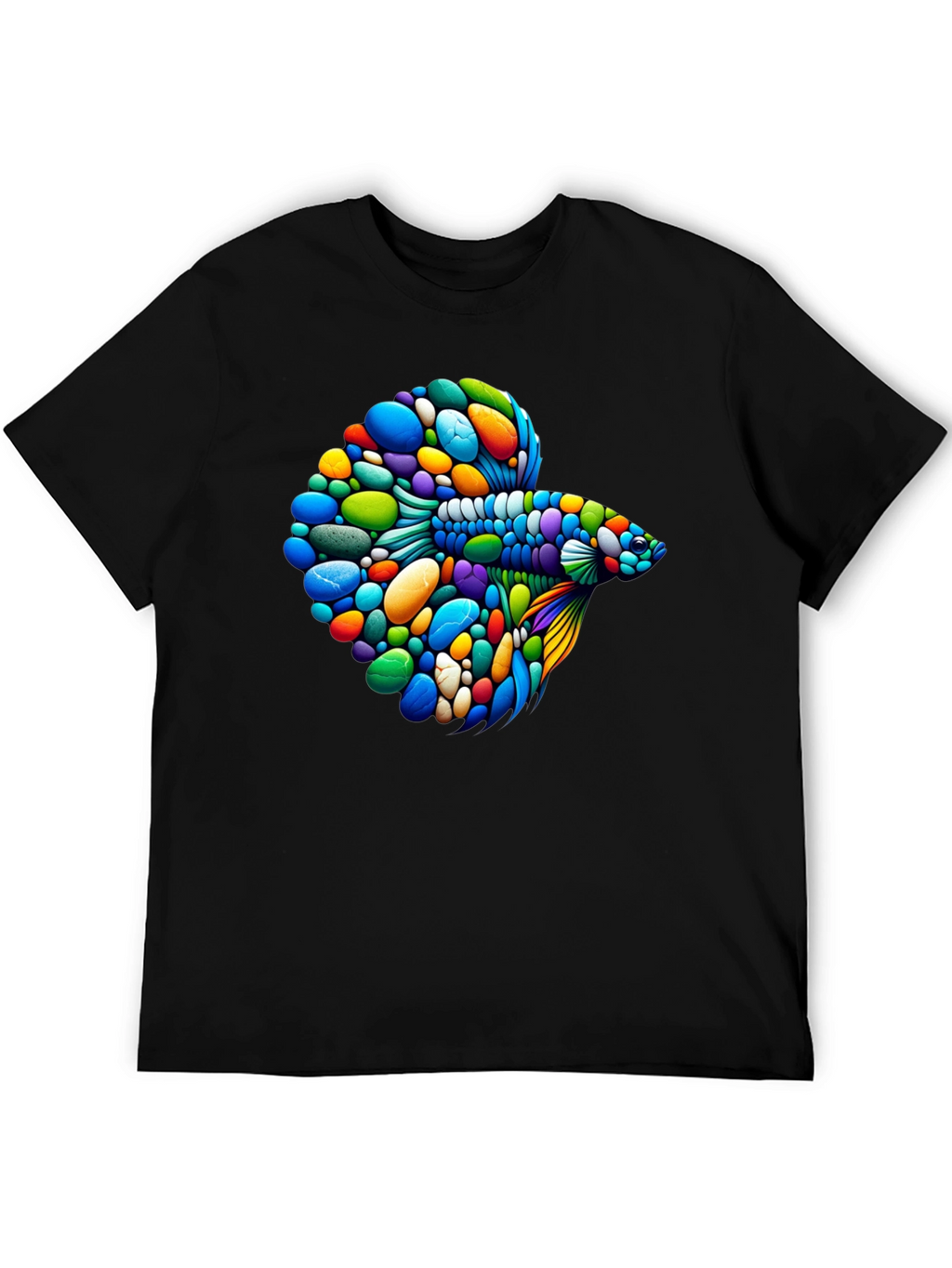 Vibrant Betta Fish Graphic Black T-Shirt