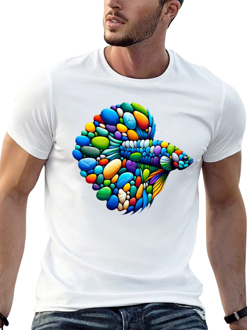 Vibrant Betta Fish Graphic Black T-Shirt