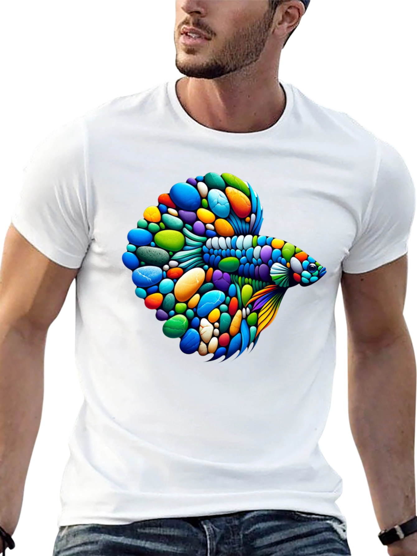Vibrant Betta Fish Graphic Black T-Shirt