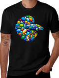 Vibrant Betta Fish Graphic Black T-Shirt