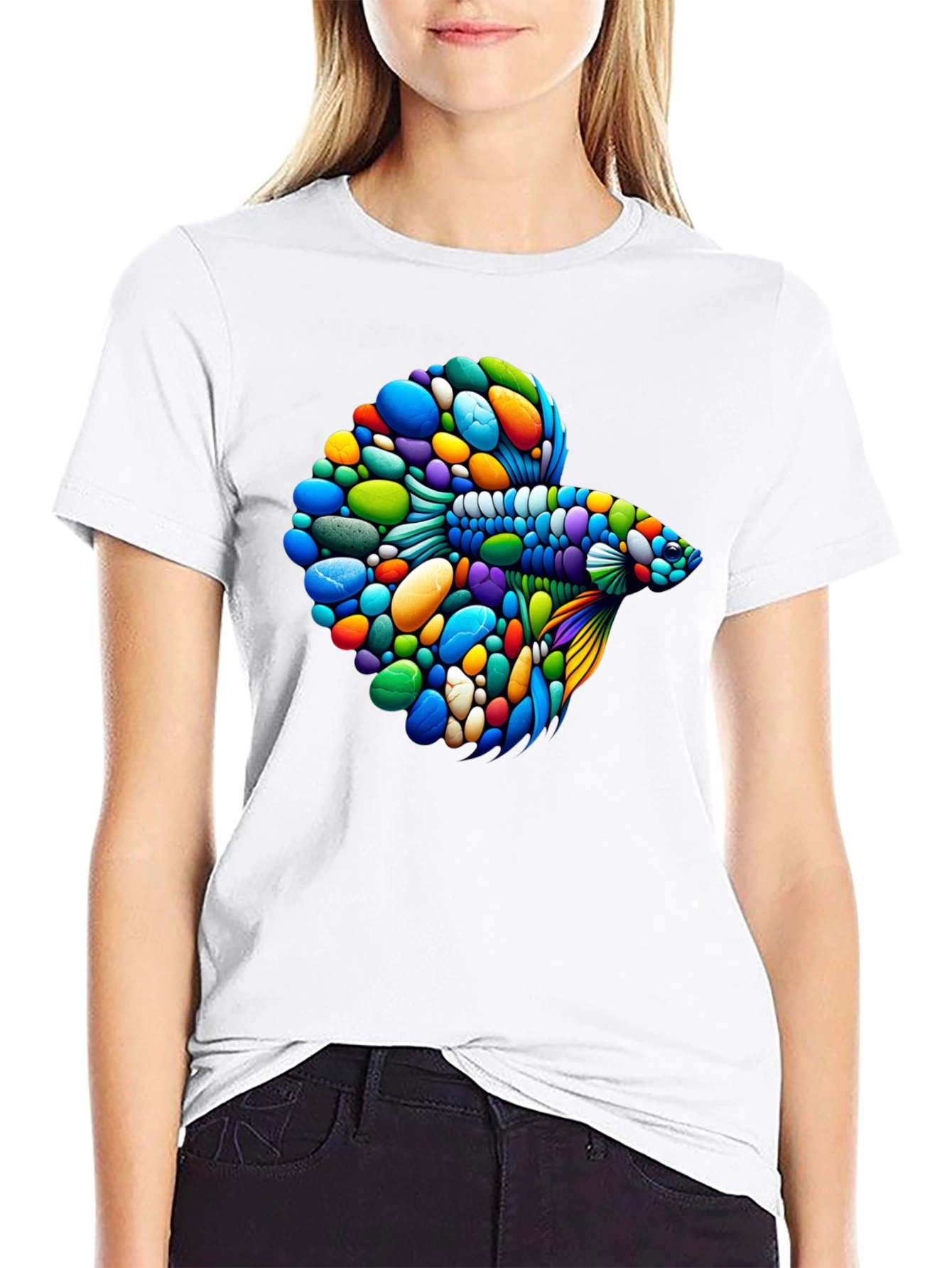Vibrant Betta Fish Graphic Black T-Shirt