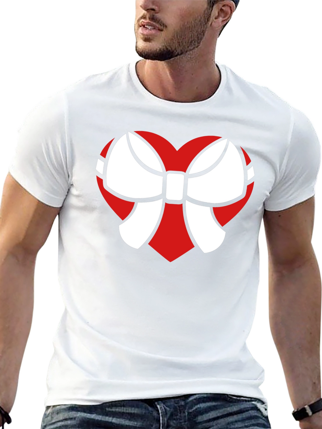 Heart Bow Graphic Tee - Stylish Black Cotton T-Shirt