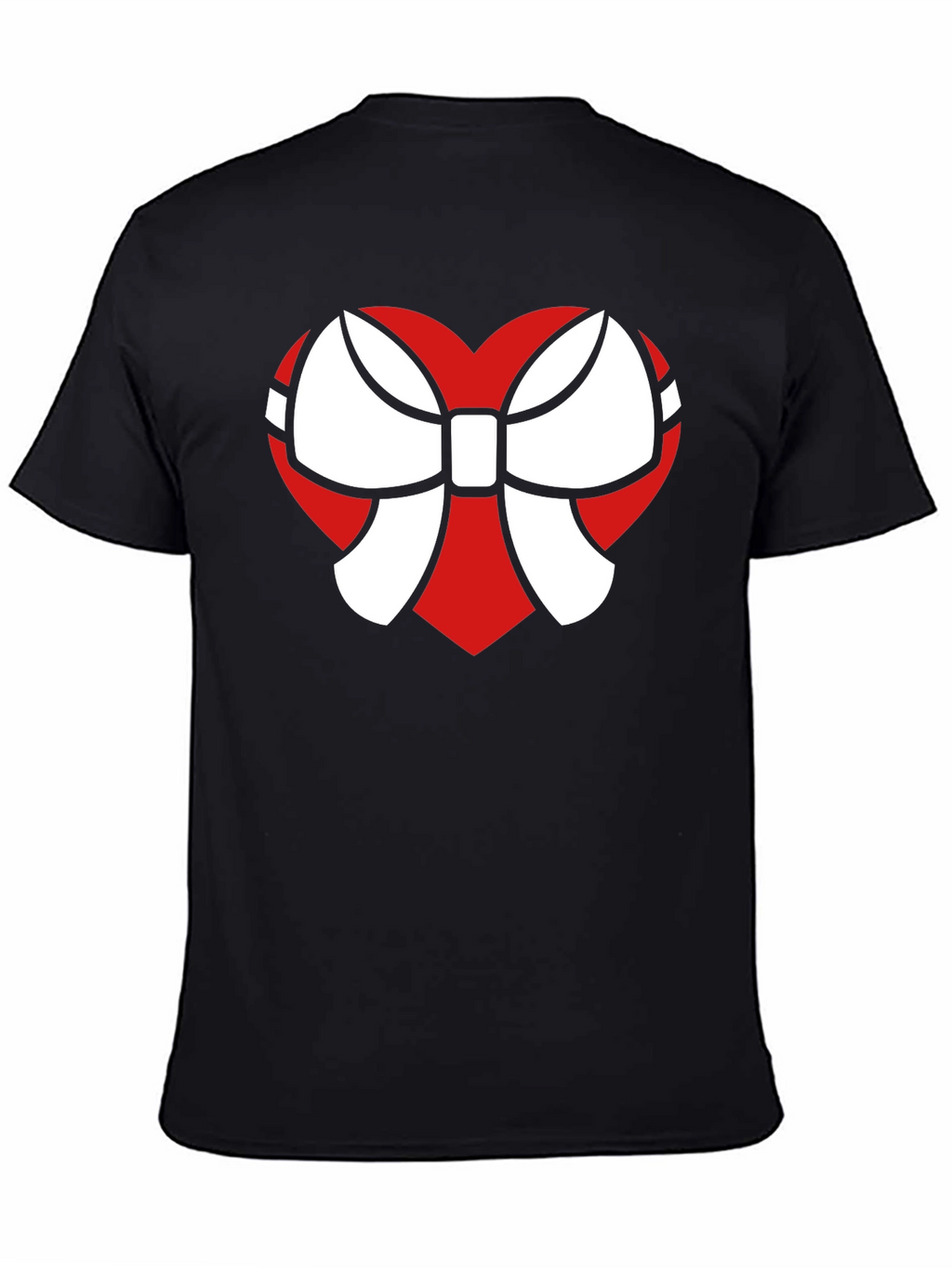 Heart Bow Graphic Tee - Stylish Black Cotton T-Shirt