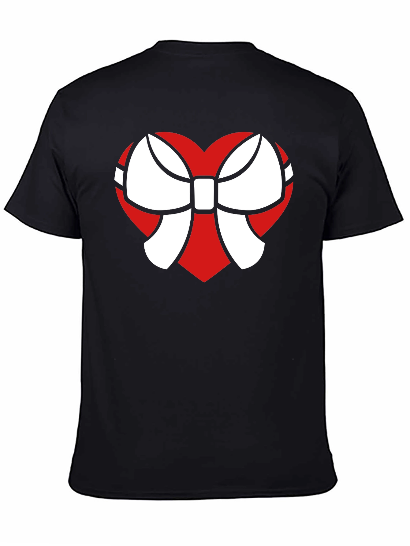 Heart Bow Graphic Tee - Stylish Black Cotton T-Shirt