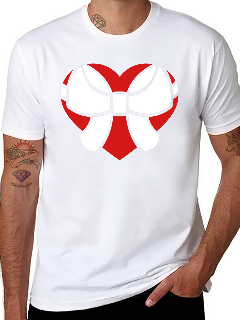 Heart Bow Graphic Tee - Stylish Black Cotton T-Shirt