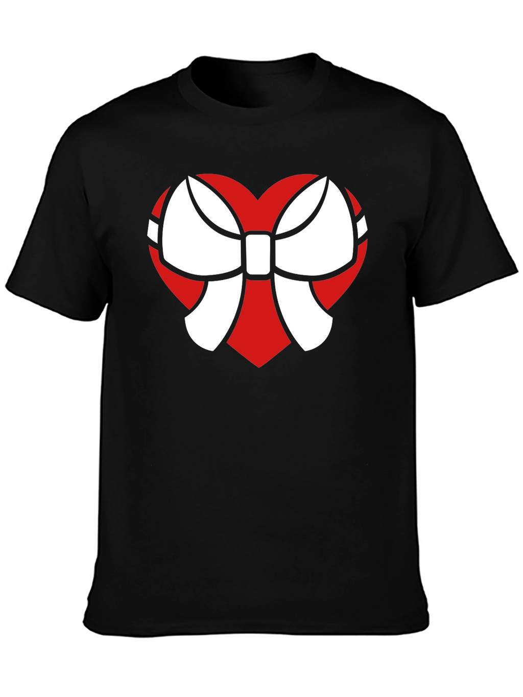 Heart Bow Graphic Tee - Stylish Black Cotton T-Shirt