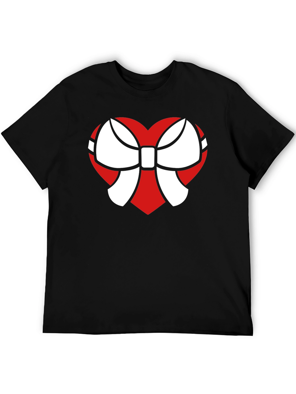 Heart Bow Graphic Tee - Stylish Black Cotton T-Shirt