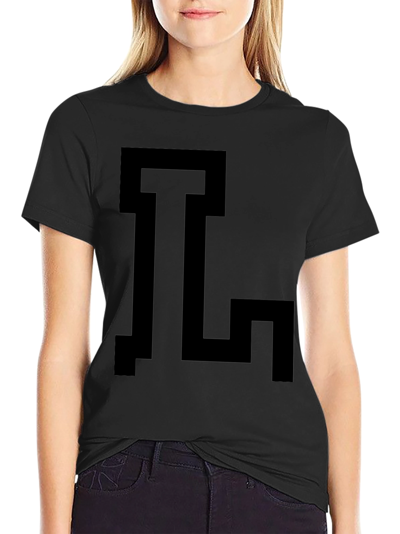 Geometric Initial T-Shirt - Bold Black Graphic Tee
