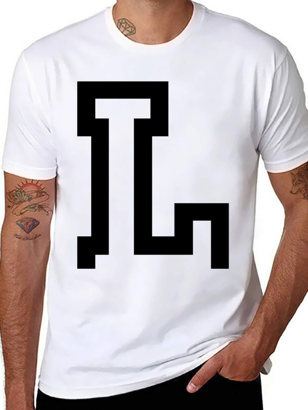 Geometric Initial T-Shirt - Bold Black Graphic Tee