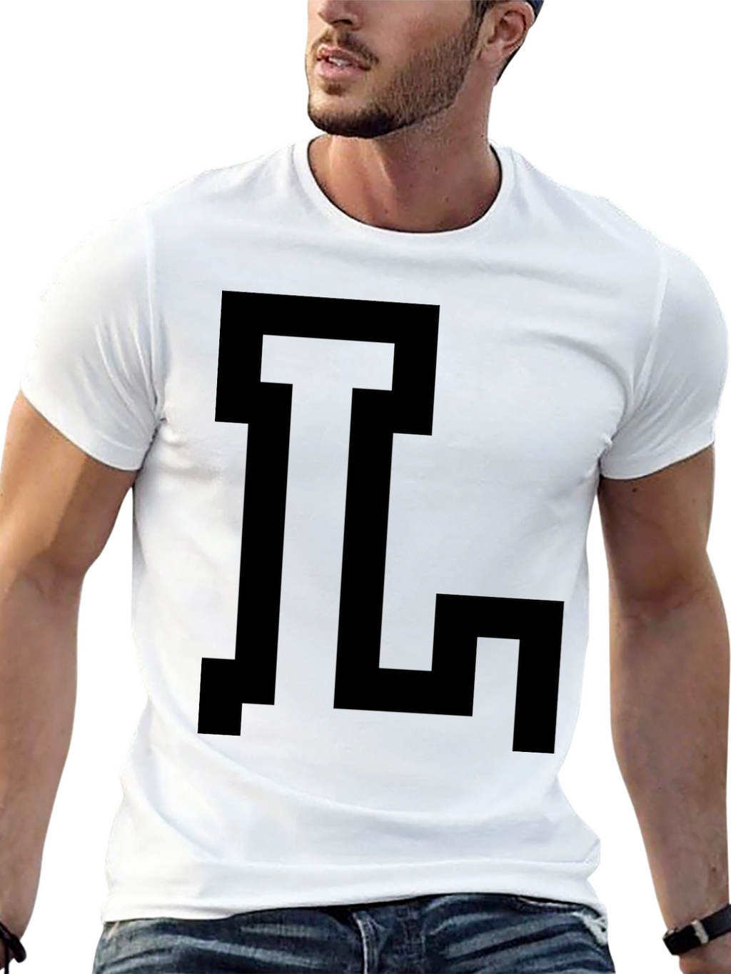 Geometric Initial T-Shirt - Bold Black Graphic Tee