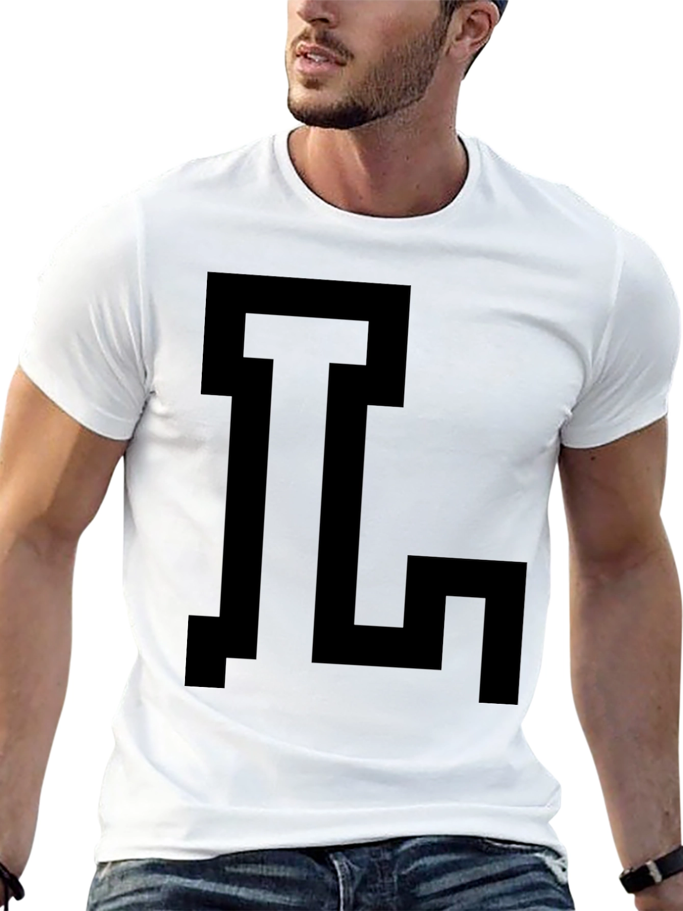 Geometric Initial T-Shirt - Bold Black Graphic Tee