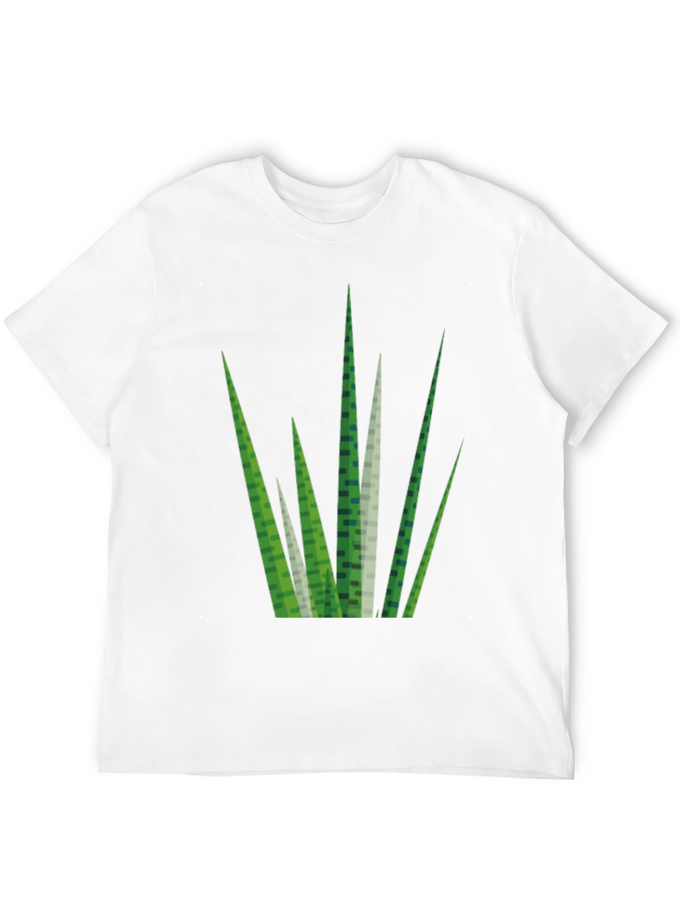 Geometric Grass Print Black T-Shirt