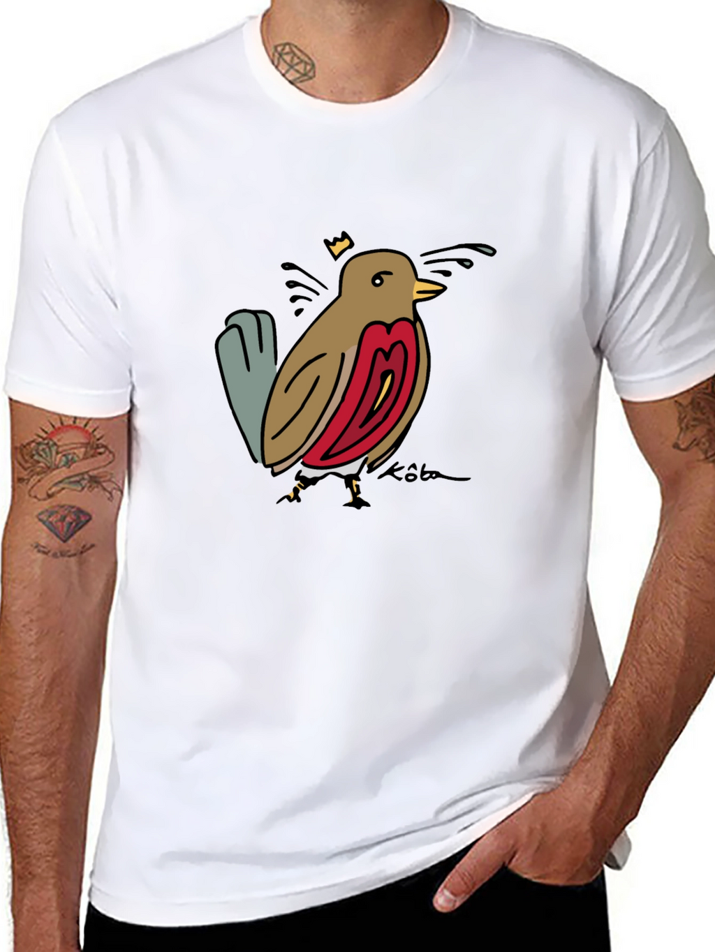 Bird Graphic Tee - Black Casual T-Shirt