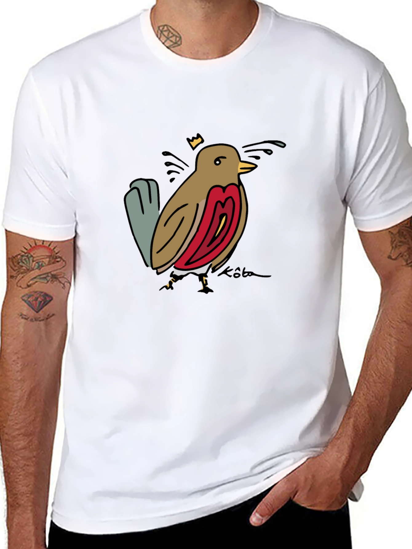 Bird Graphic Tee - Black Casual T-Shirt