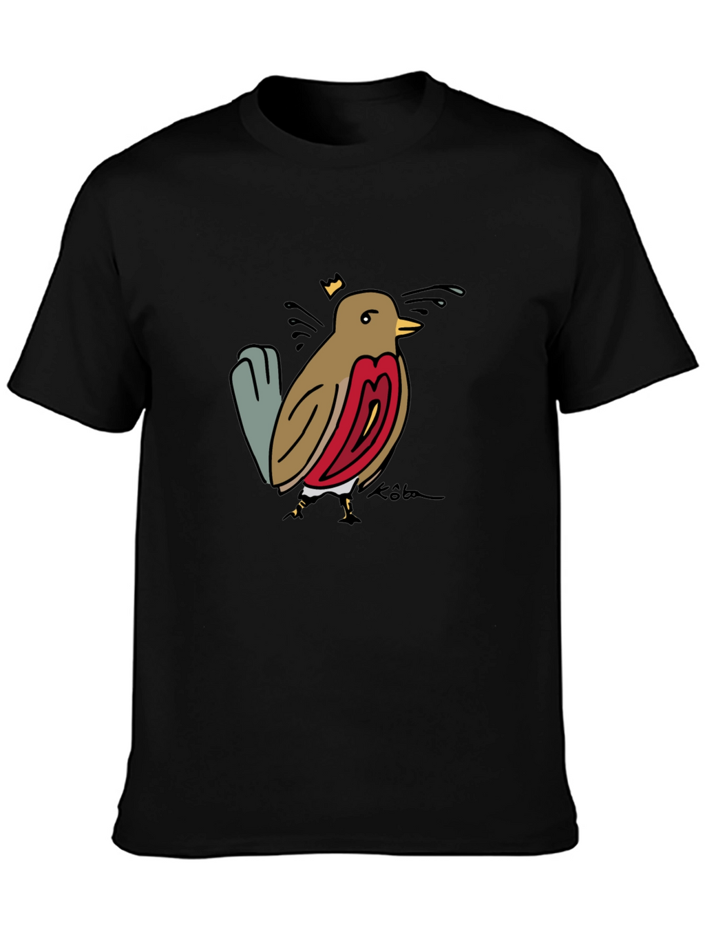 Bird Graphic Tee - Black Casual T-Shirt