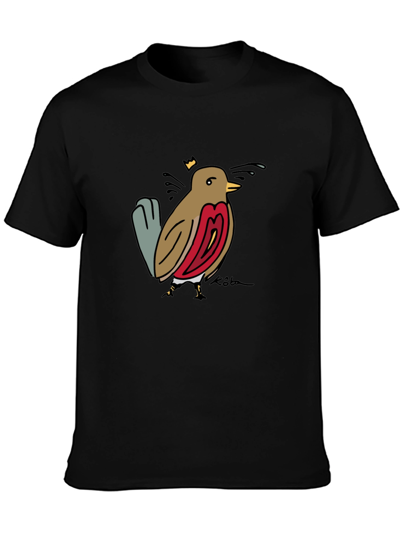 Bird Graphic Tee - Black Casual T-Shirt