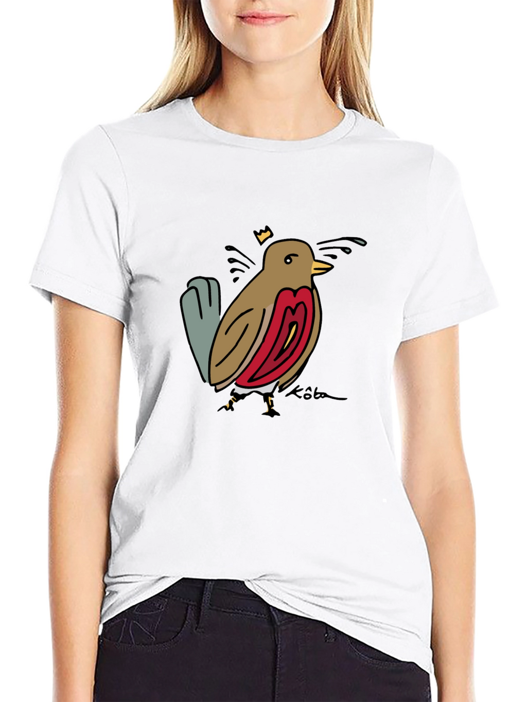Bird Graphic Tee - Black Casual T-Shirt