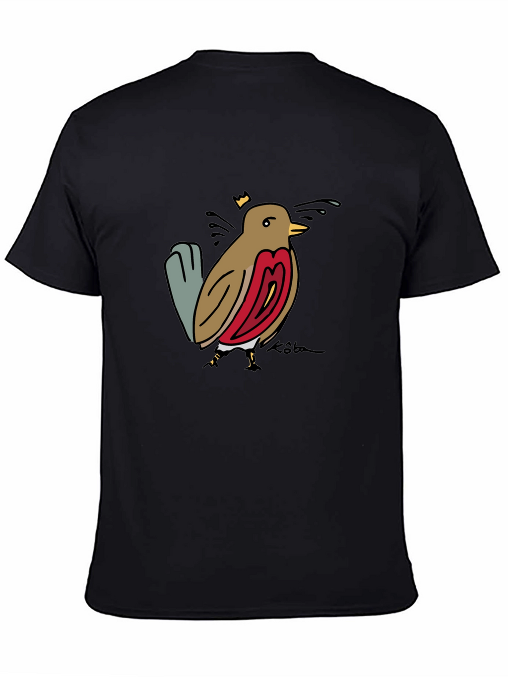 Bird Graphic Tee - Black Casual T-Shirt