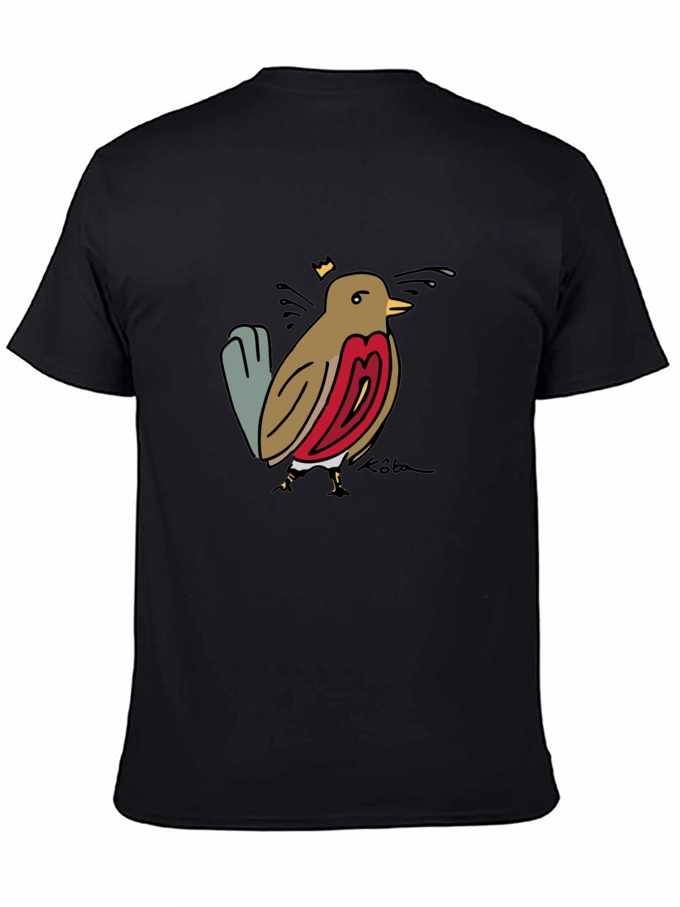 Bird Graphic Tee - Black Casual T-Shirt