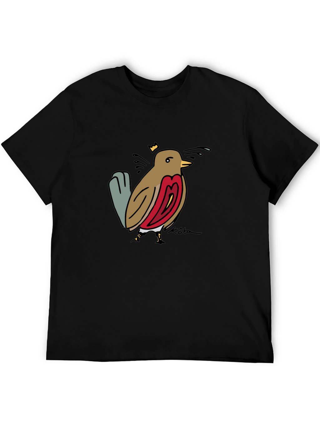 Bird Graphic Tee - Black Casual T-Shirt