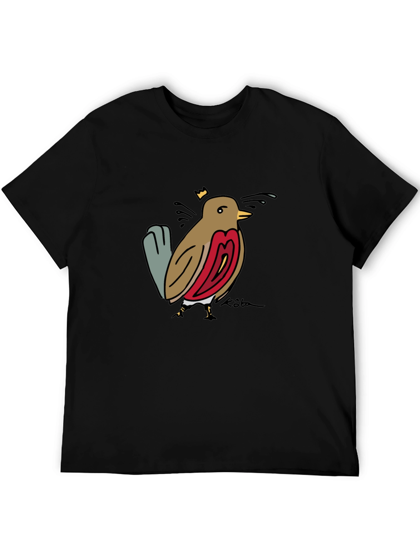 Bird Graphic Tee - Black Casual T-Shirt