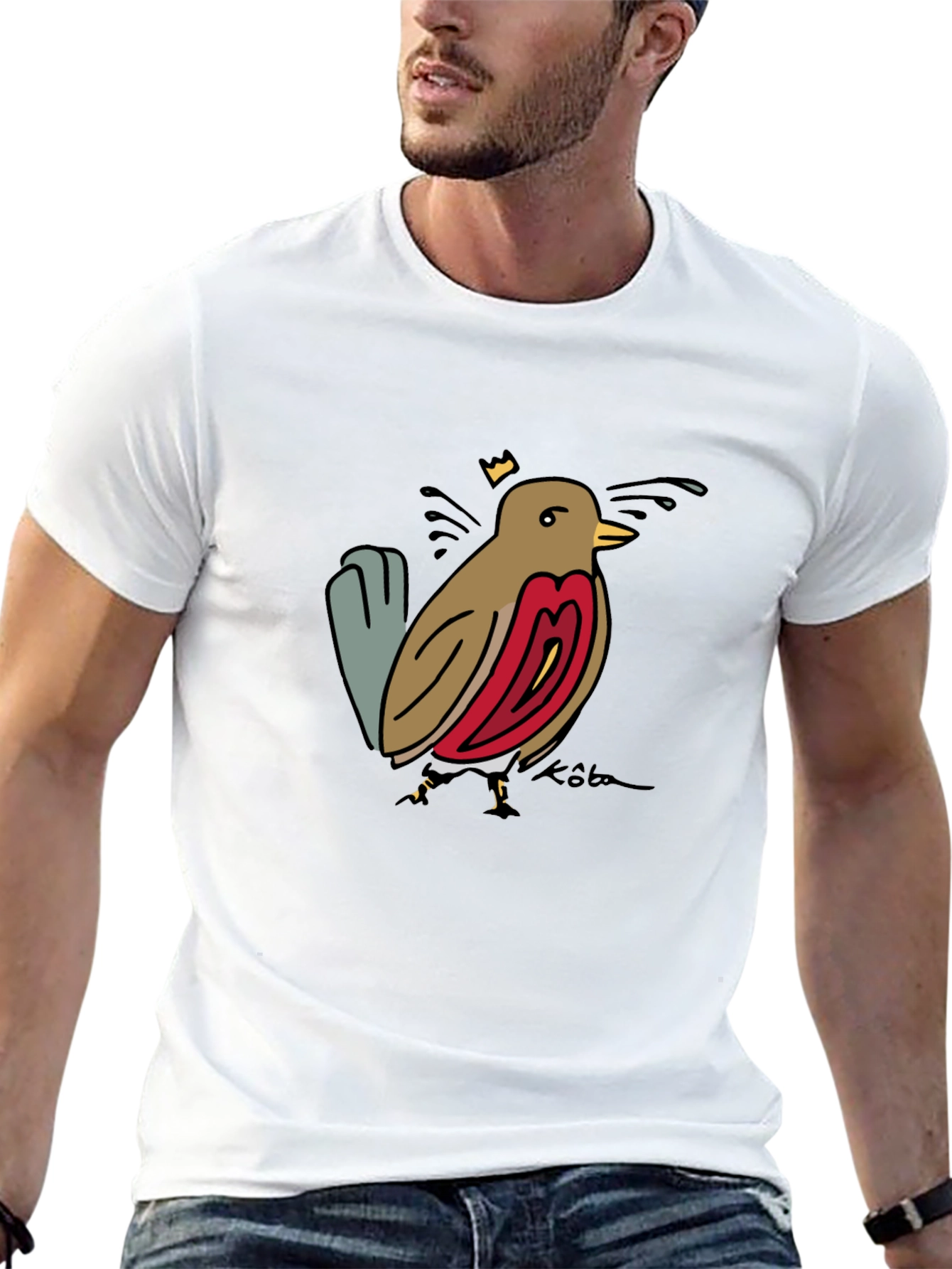 Bird Graphic Tee - Black Casual T-Shirt