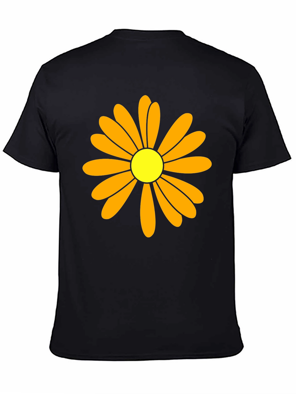 Daisy Flower Graphic Tee - Black Cotton T-Shirt