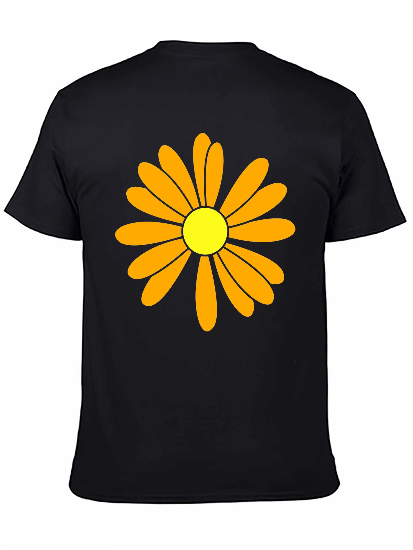 Daisy Flower Graphic Tee - Black Cotton T-Shirt