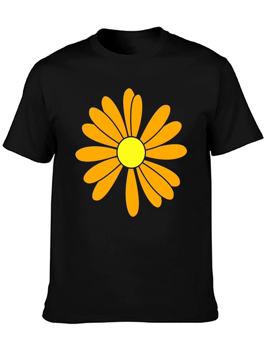 Daisy Flower Graphic Tee - Black Cotton T-Shirt
