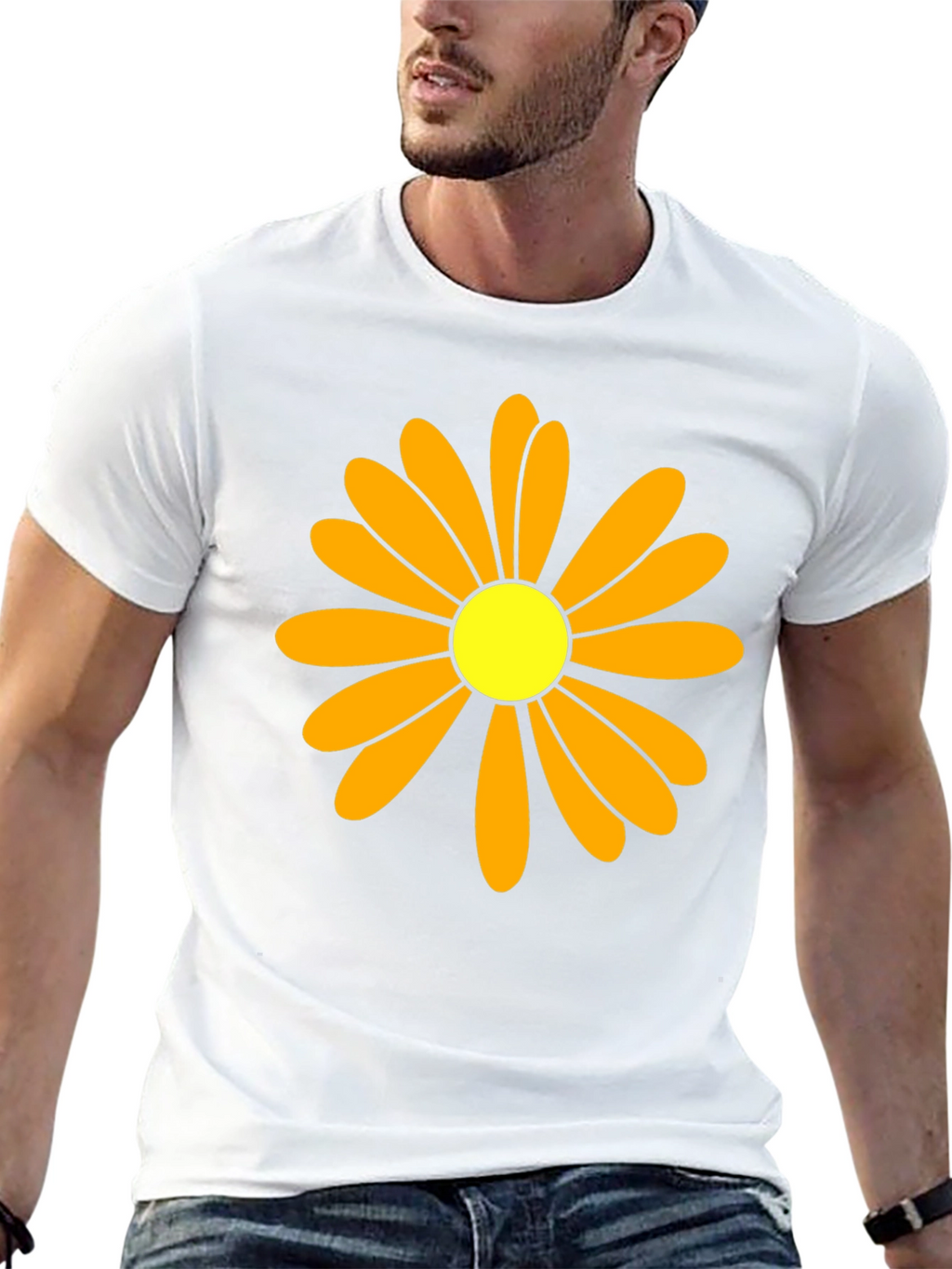 Daisy Flower Graphic Tee - Black Cotton T-Shirt