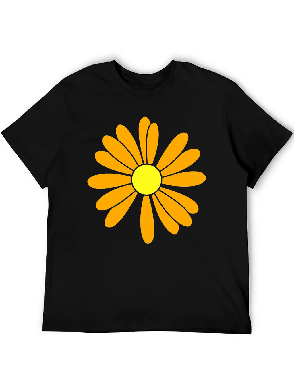 Daisy Flower Graphic Tee - Black Cotton T-Shirt
