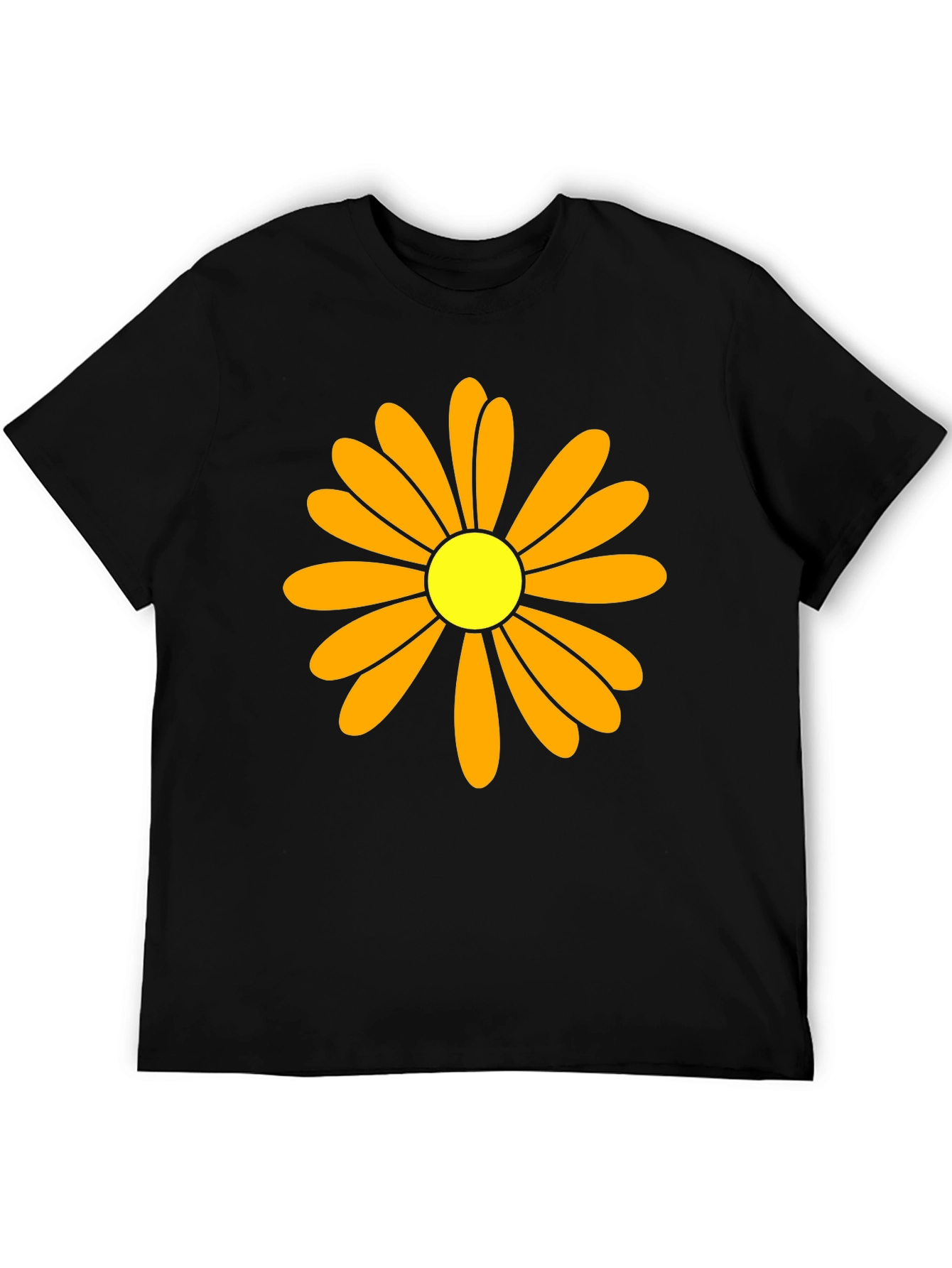 Daisy Flower Graphic Tee - Black Cotton T-Shirt