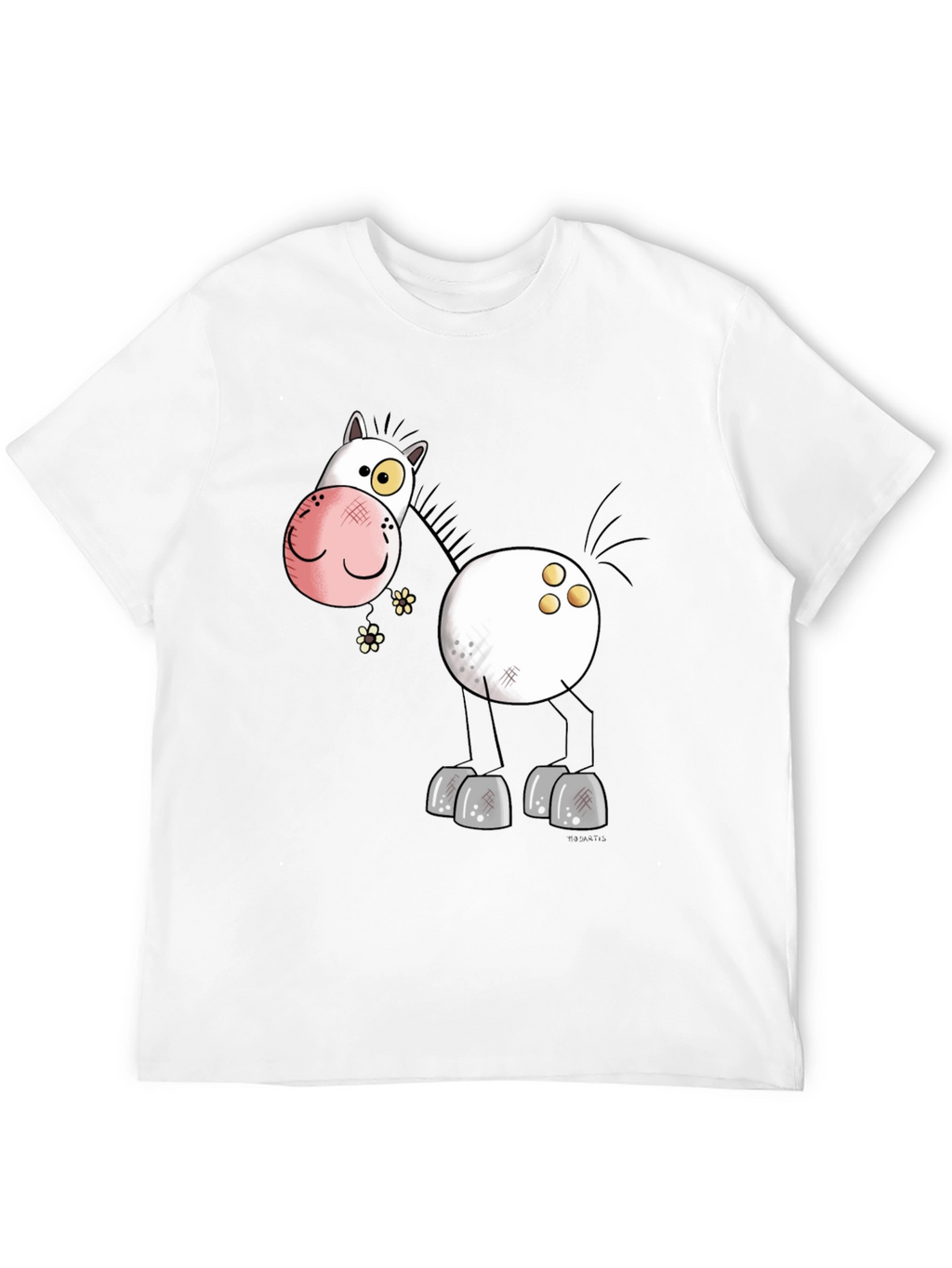 Funny Cartoon Horse Black T-Shirt