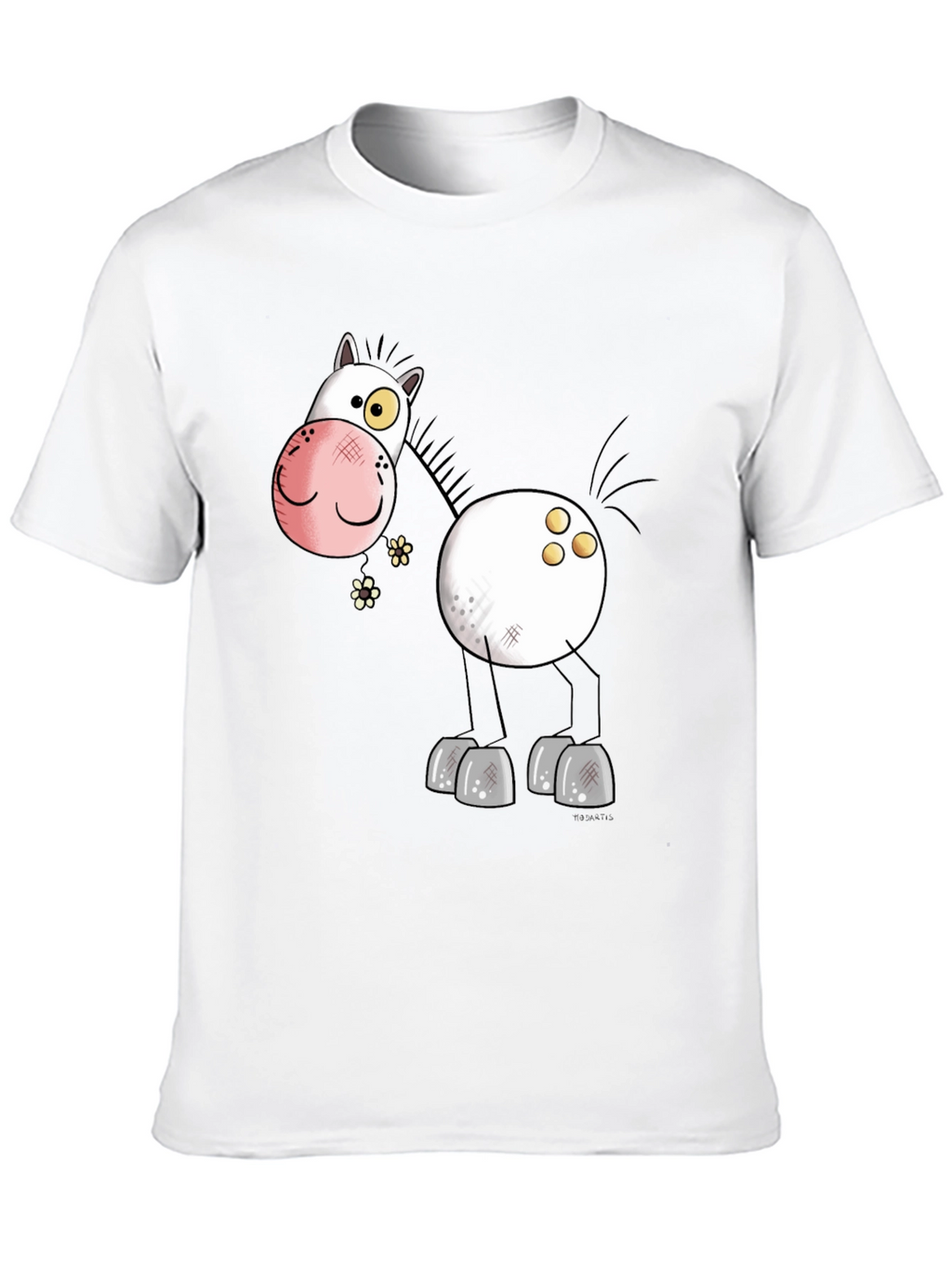 Funny Cartoon Horse Black T-Shirt