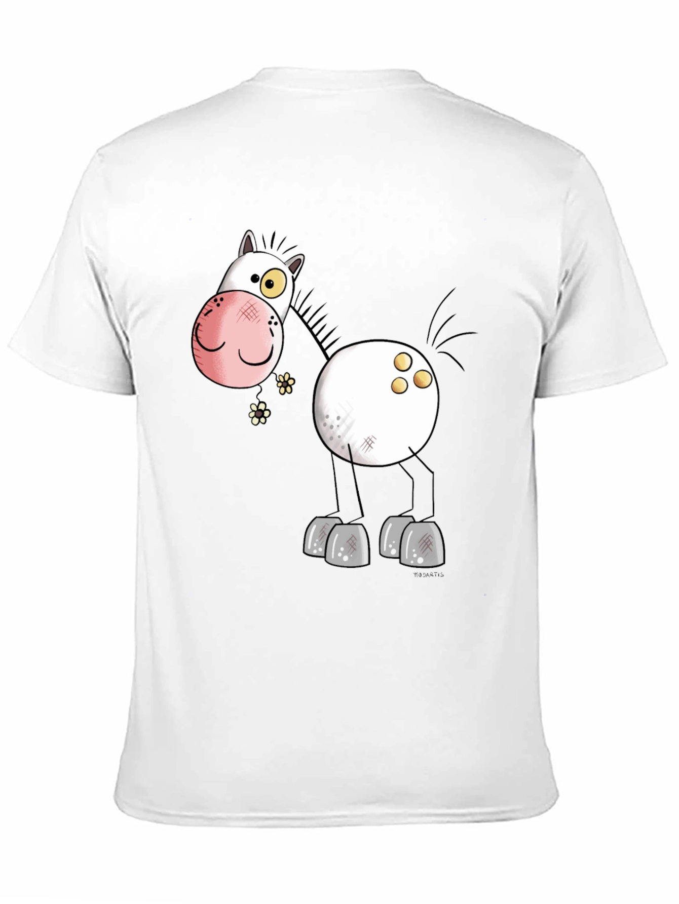 Funny Cartoon Horse Black T-Shirt