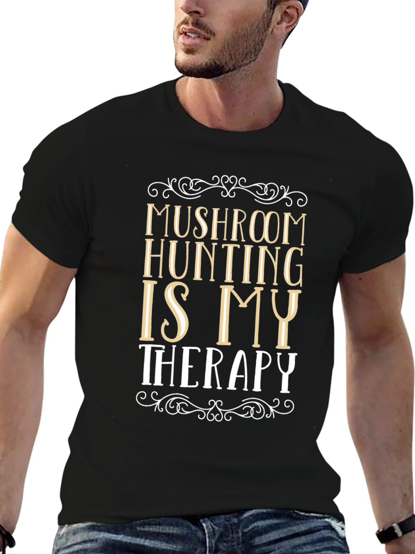 Mushroom Hunting Therapy Graphic T-Shirt