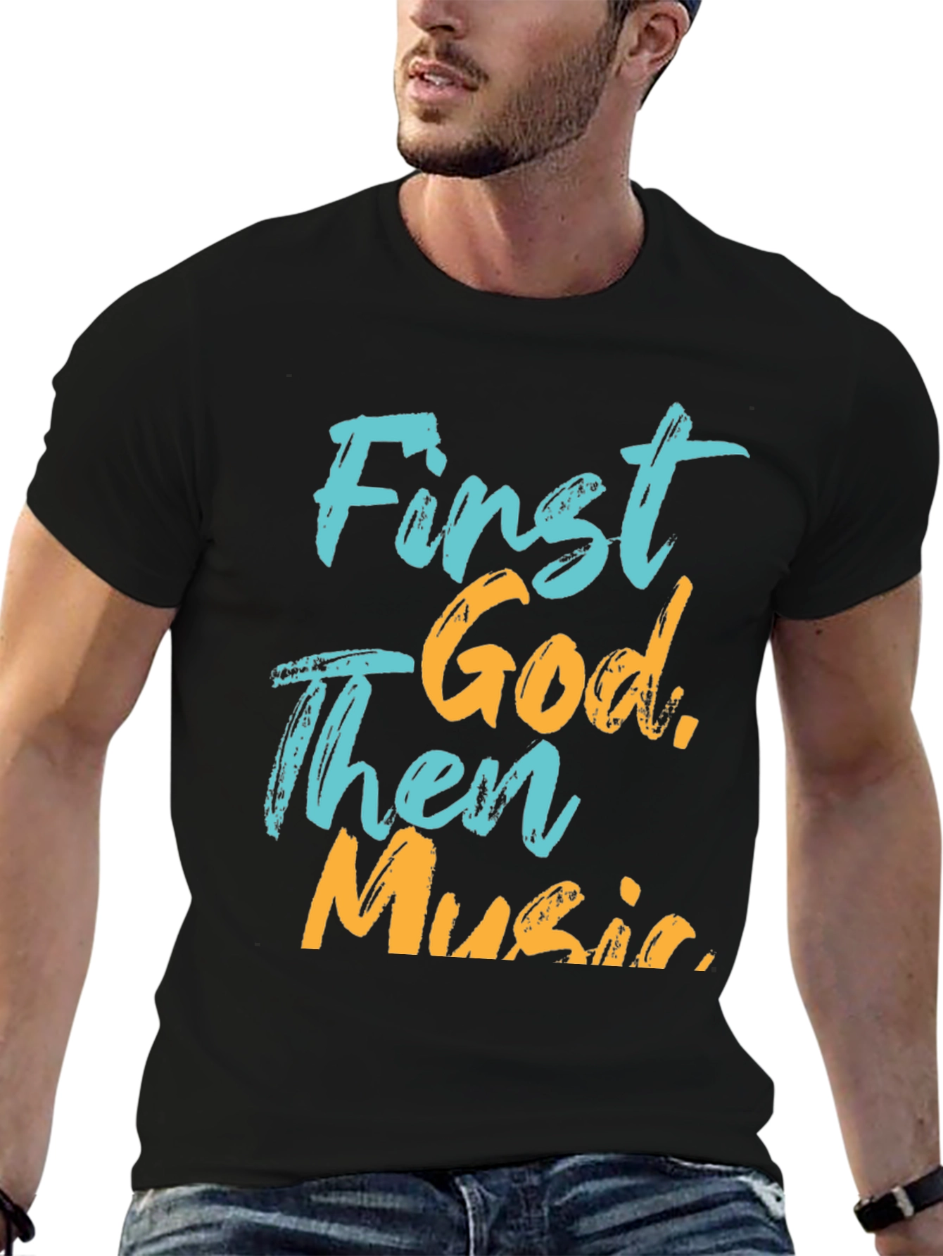 First God Then Music Graphic Tee